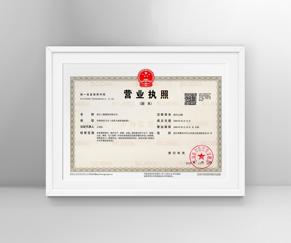 Business license-Zhejiang Sanling Plastic Co., Ltd.